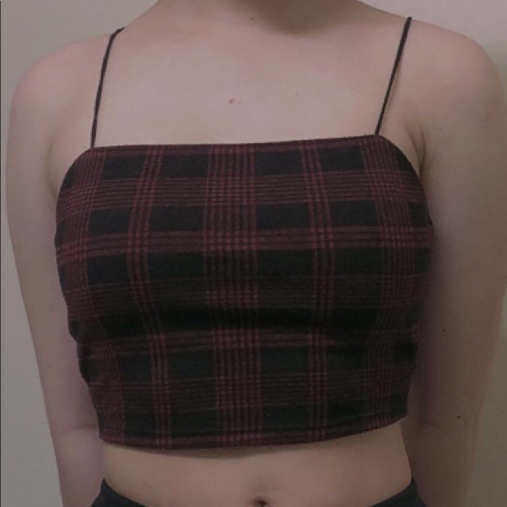 Red plaid crop top